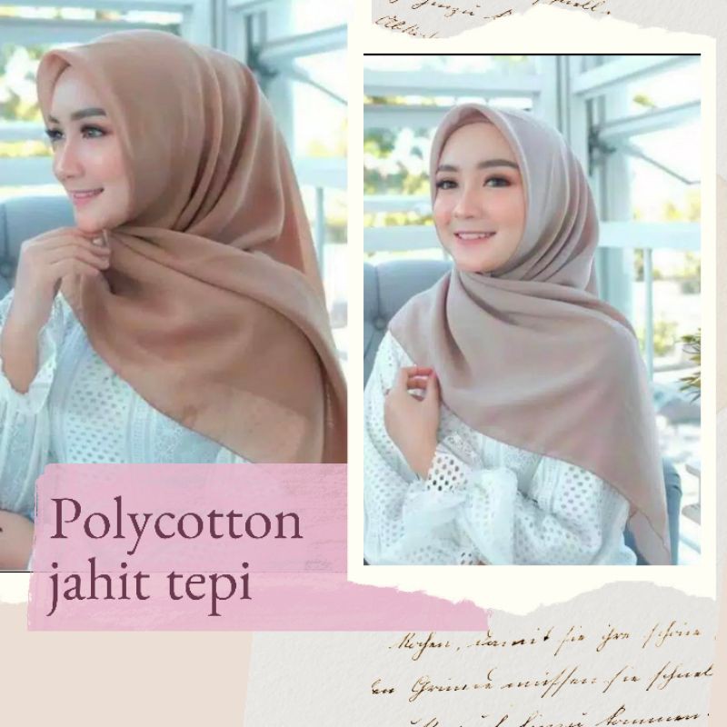 Hijab Segi Empat Polycotton jahit tepi plain hijab bella square basic hijab