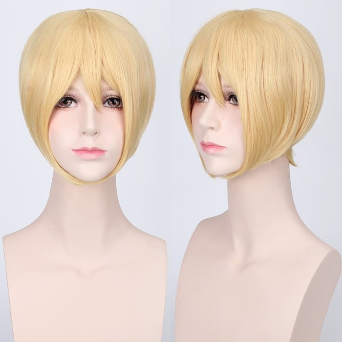 K047-12 wig base pale blonde pirang pendek cowok cosplay rambut palsu