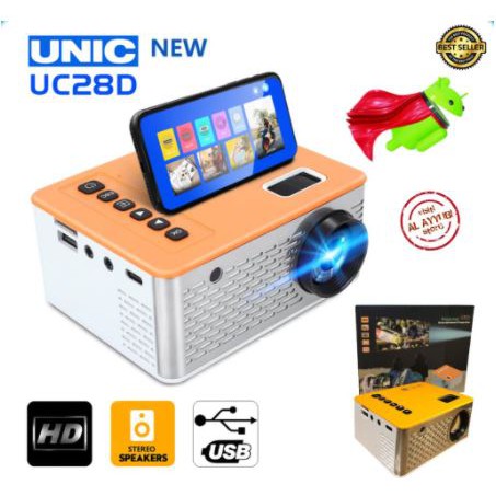 TERMURAH ProyeKtor UNIC UC28D Mini Portable Projector Support 1080P VS CHEERLUX bisa disambung HP