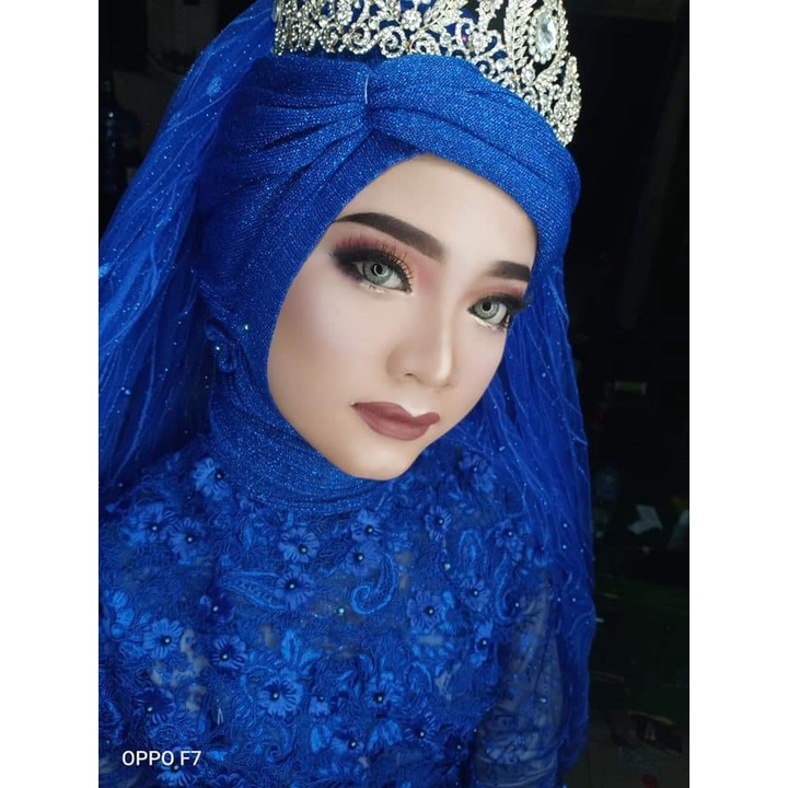 PASHMINA RAJUT GLITTER / PASHMINA RAJUT / HIJAB MURAH / RIAS PENGANTIN / PASMINA / KERUDUNG RAJUT-BIRU ELEKTRIK