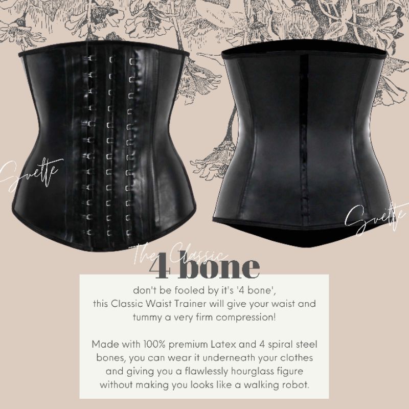 Po The Classic Svelte Waist Trainer 4 Bone Premium Latex Corset Shopee Indonesia