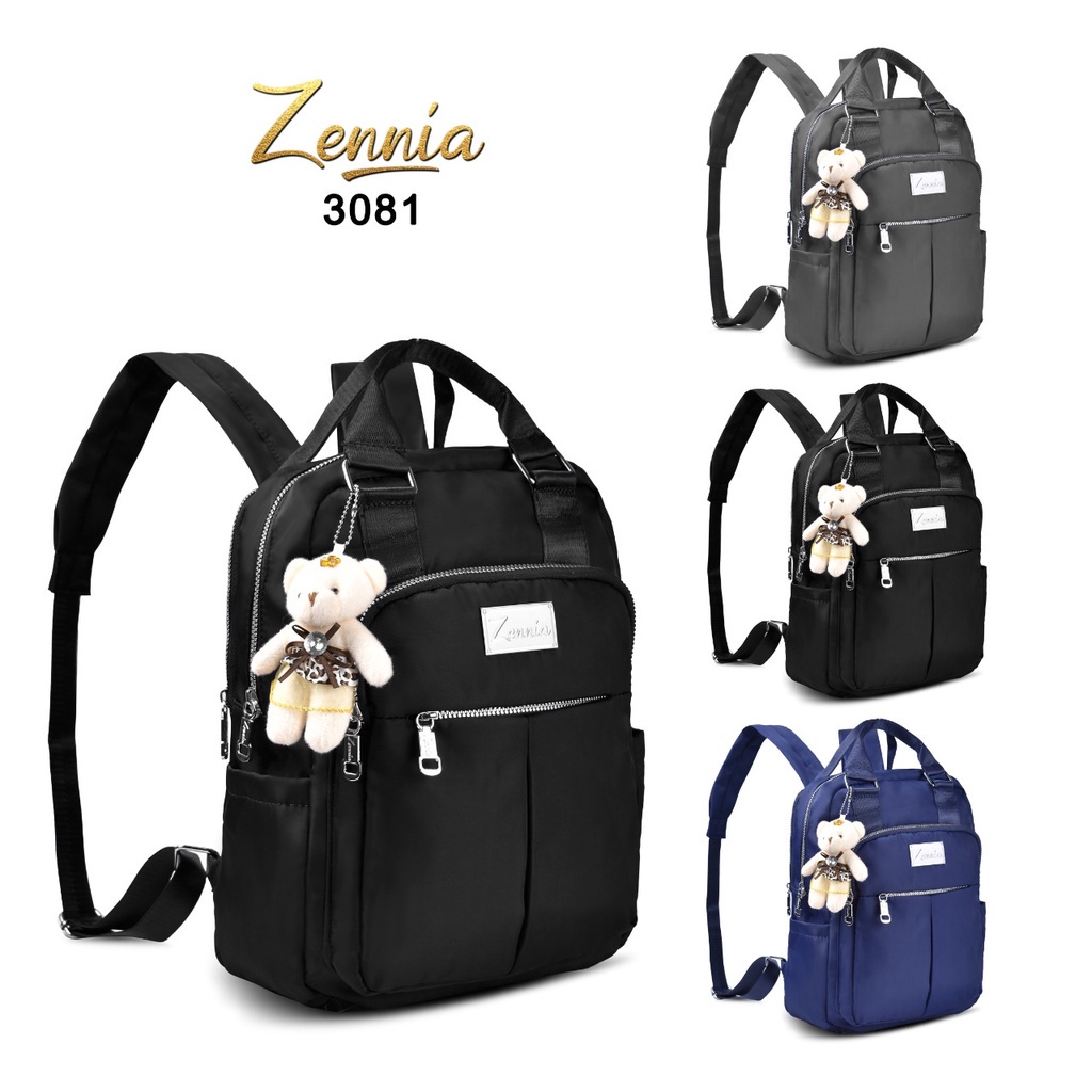 (TSI) Tas Wanita Zennia 3081 Tas Ransel Korea Tas Wanita Punggung Import Kantor Kerja Sekolah Kuliah Outdoor Trendy Fashion Style Travel Casual Backpack Serut Anak Remaja Perempuan Selempang Cewek Bag