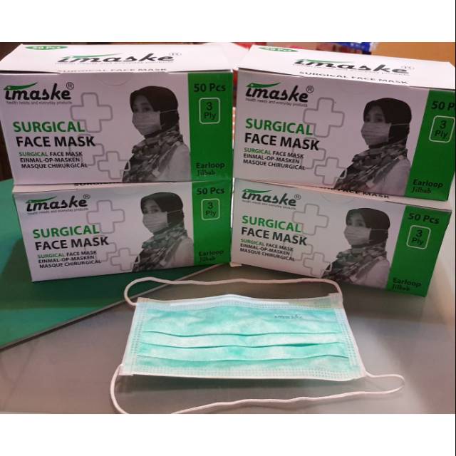 SURGICAL MASK 3 PLY MERK IMASKE (SUDAH ADA IZIN EDAR KEMENKES)