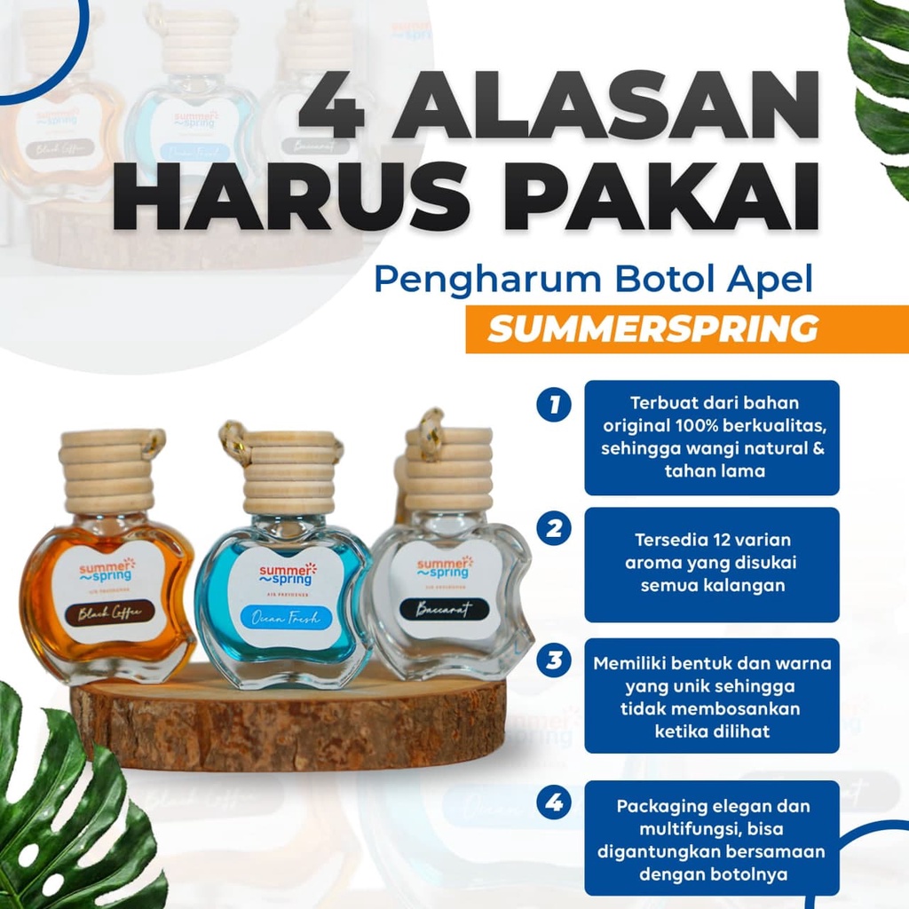 Pengharum Ruangan Aroma Green Tea Botol Apel Summer Spring Pengharum Mobil Kamar Aromaterapi Segar