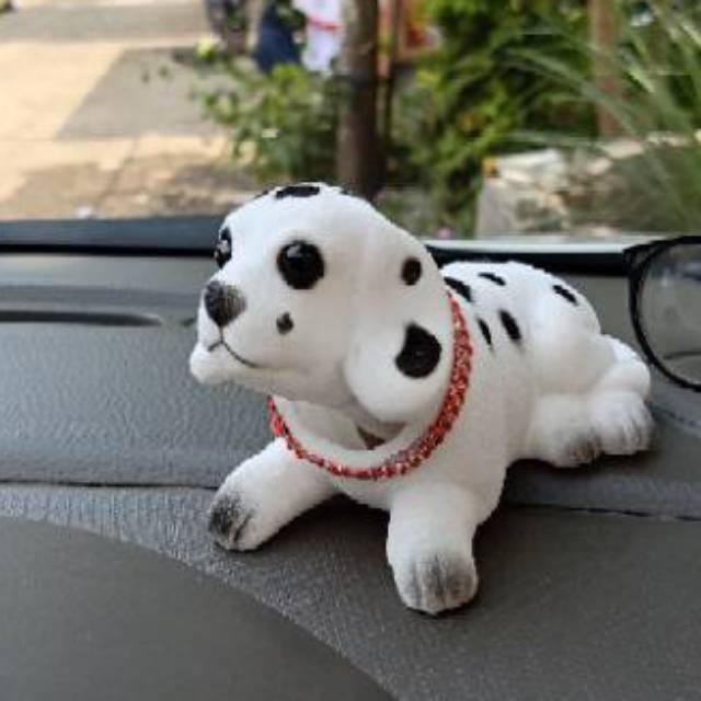 Boneka Pajangan Goyang Dashboard Mobil Dog Dalmatian Hitam Putih