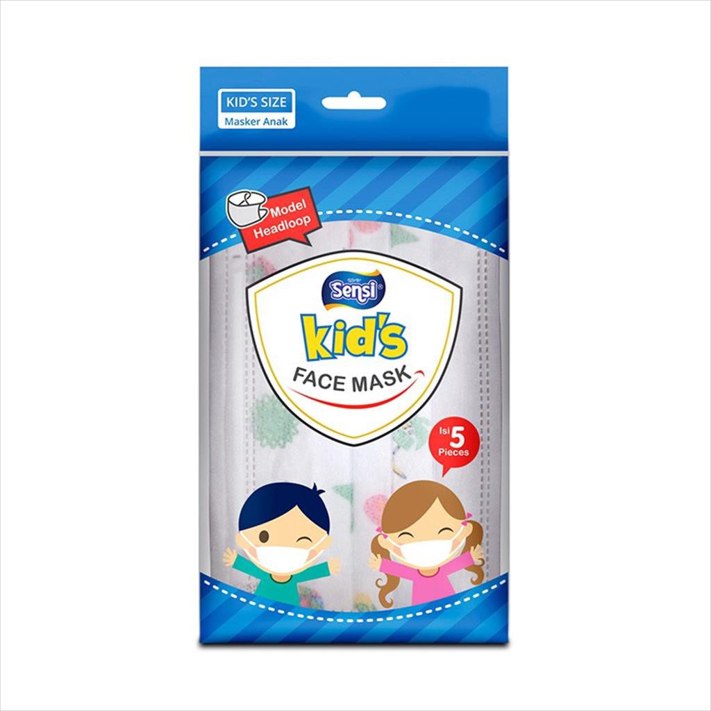 Sensi Kids Face Mask Head Loop 3ply Masker Anak 5 Pcs HEADLOOP BIRU 5