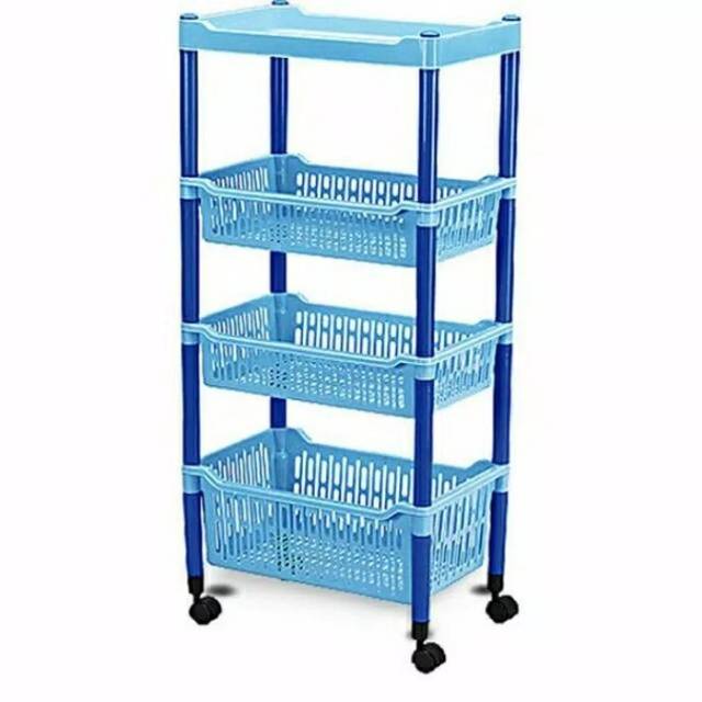 Lion Star Rak susun 4 dgn roda Lionstar plastik utk salon lemari baju bayi organizer jualan display