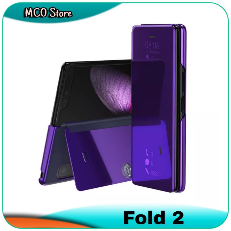Casing Samsung Galaxy Fold 2 Mirror Clear View Case Flip Cover