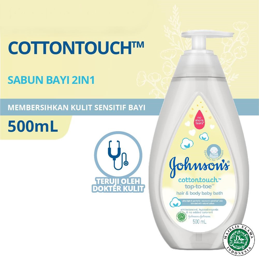 Johnson's Baby Cottontouch Top To Toe Hair &amp; Body Baby Bath 500ml Pump - Sabun Mandi