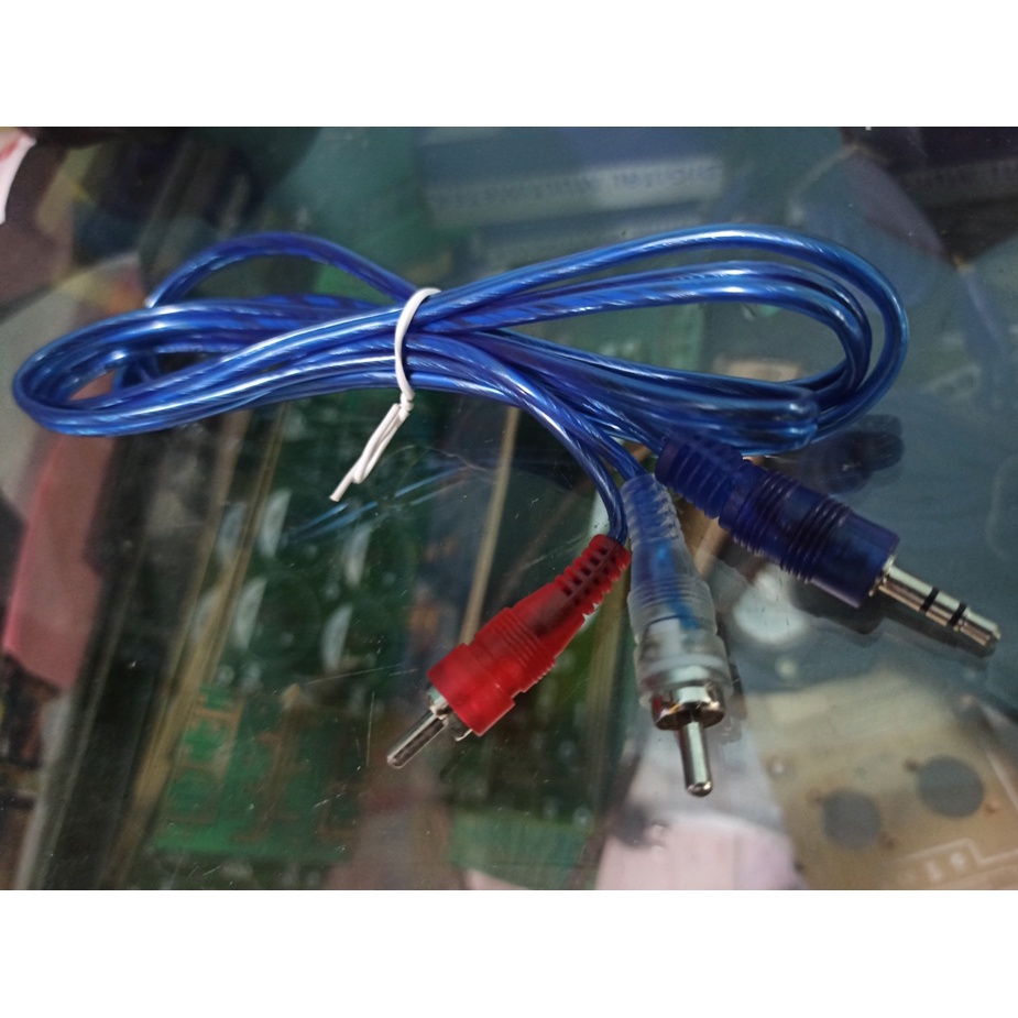 KABEL RCA TO MINI AUX 3,5MM AUDIO1.5 METER TRANSPARANT