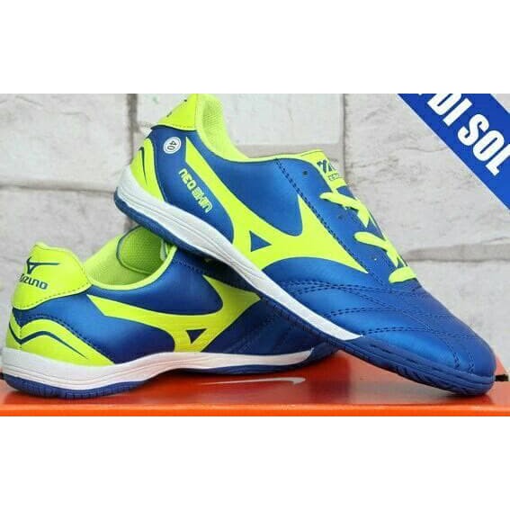 sepatu futsal mizuno biru list hijau Murah Eceran dan Grosir zuki store