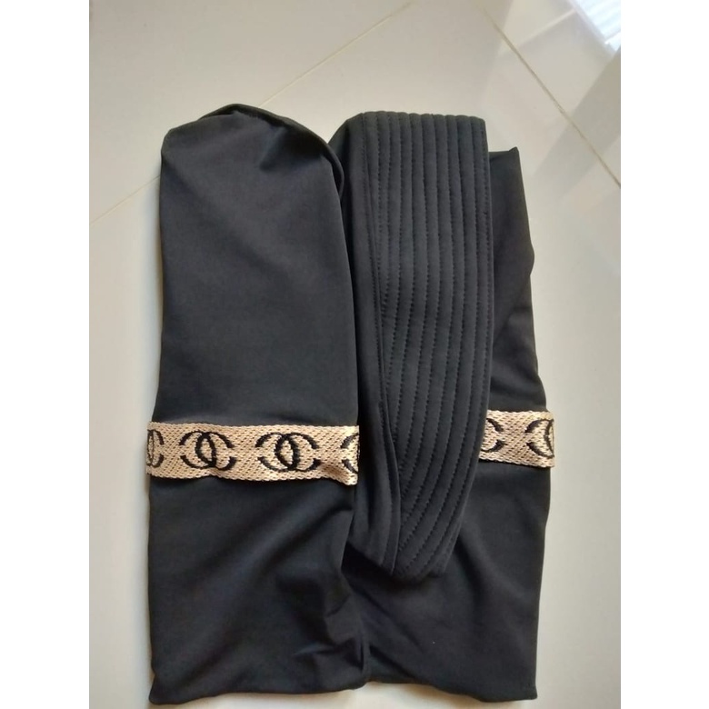 Jilbab instan Renda Channel Kerudung kekinian Bergo terbaru 2021 Hijab Dewasa syar'i-Hitam