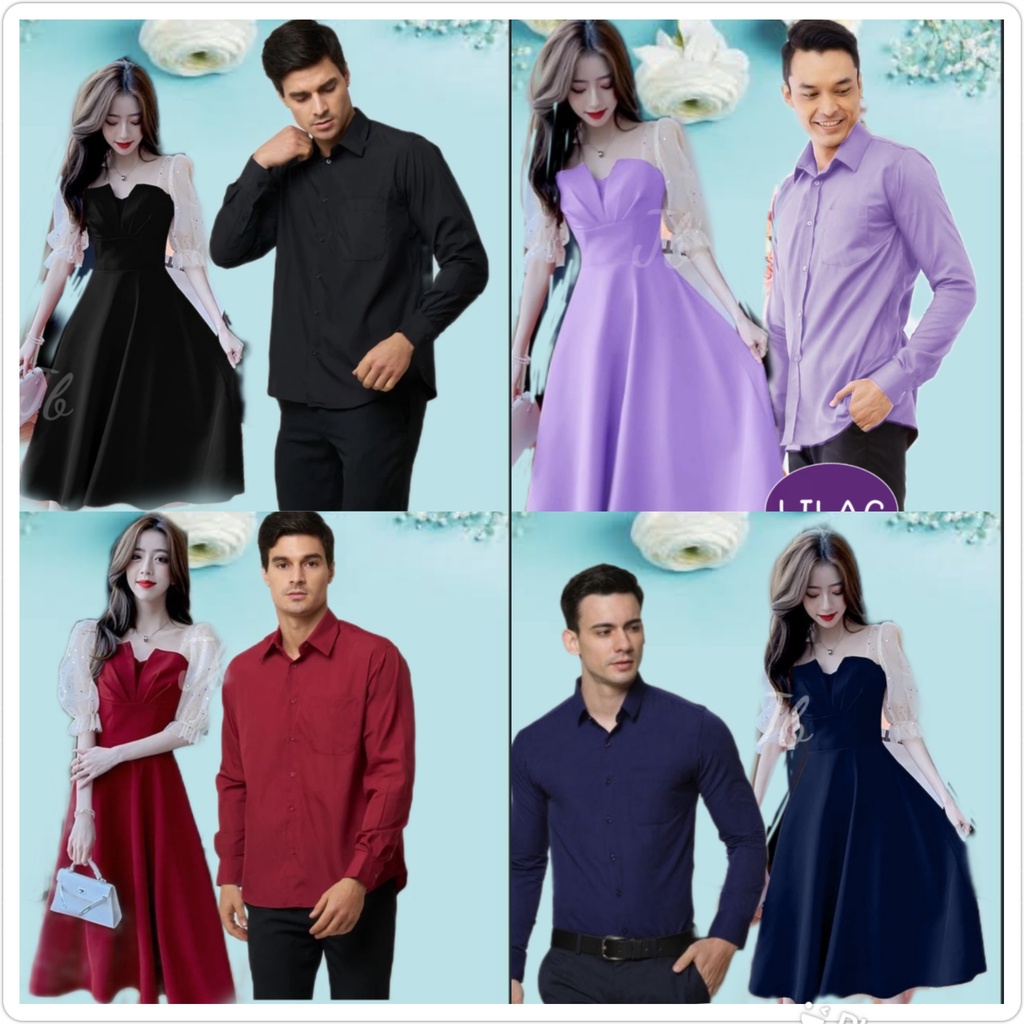 COUPLE DRESS KIMNARA BRUKAT TILE GLITER/ SET PAKAIAN COUPLE PESTA