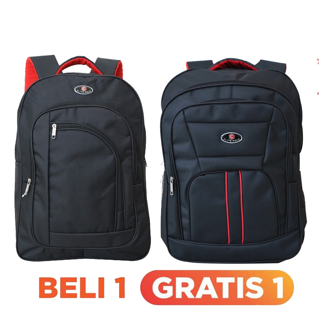 BELI 1 GRATIS 1 - TAS RANSEL ELITE POLO VINNSON TAS LAPTOP KERJA FREE BACKPACK ALISON TAS SEKOLAH