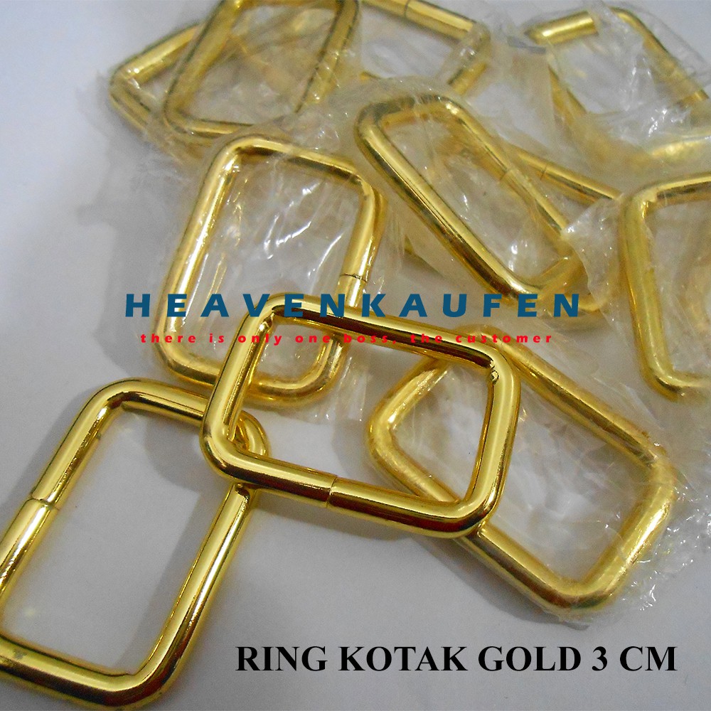 Ring Kotak Tas 3 cm Warna Gold (Emas) Kualitas Premium Tebal 4,5 mm