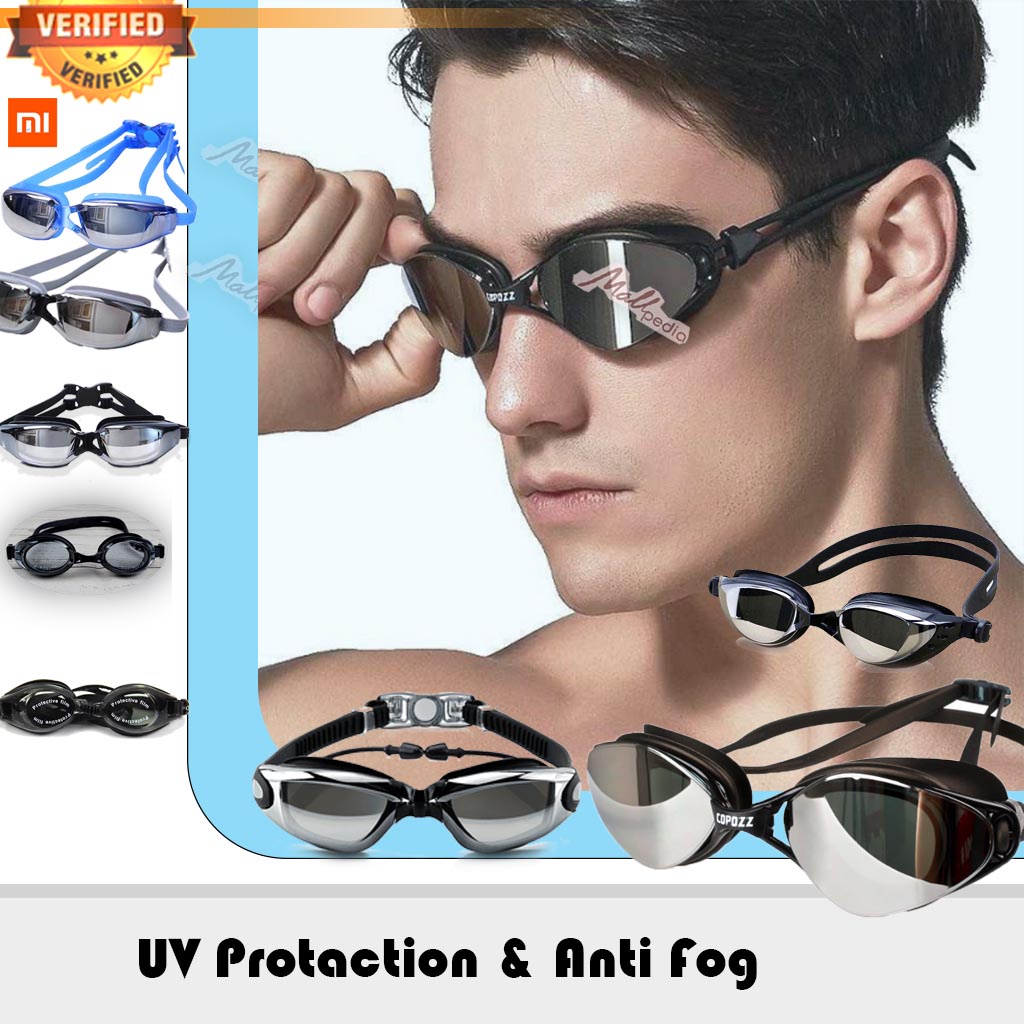 SH8 Kacamata Renang Anti Fog UV Protection pria wanita unisex GOG-3551 Taffsport RUIHE WHALE Dewasa anak-anak A380+ penutup telinga Hitam