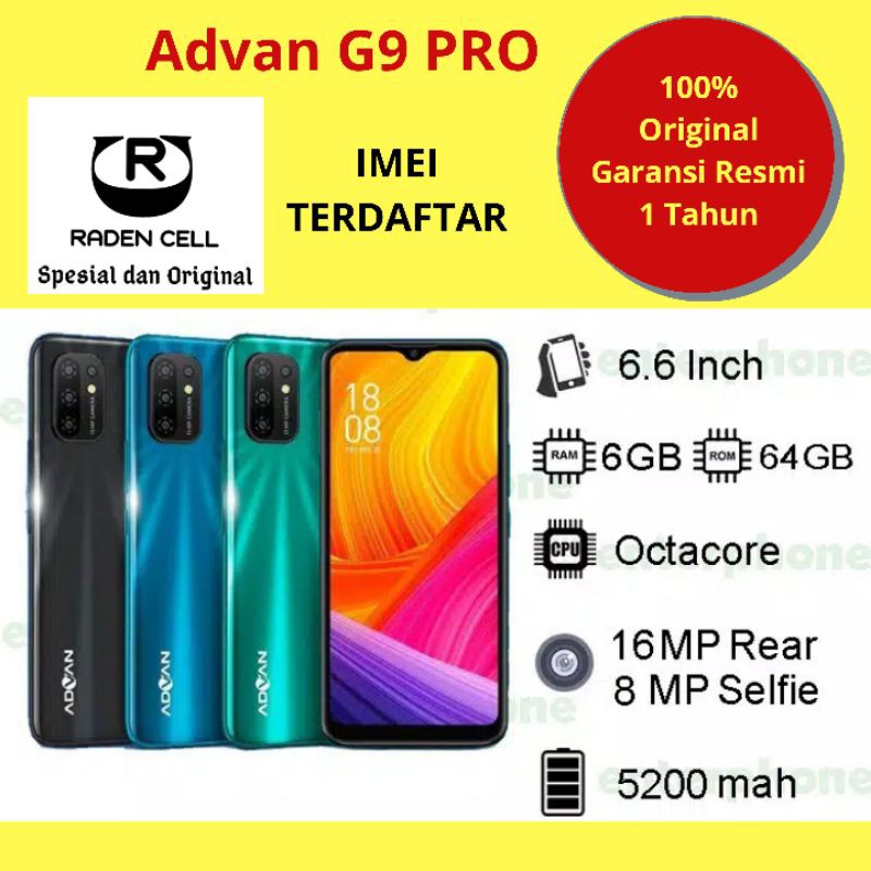 Advan G9 PRO Ram 6/64 GB Handphone 4G Murah HP Android 4G LTE Murah Garansi Resmi 1 Tahun
