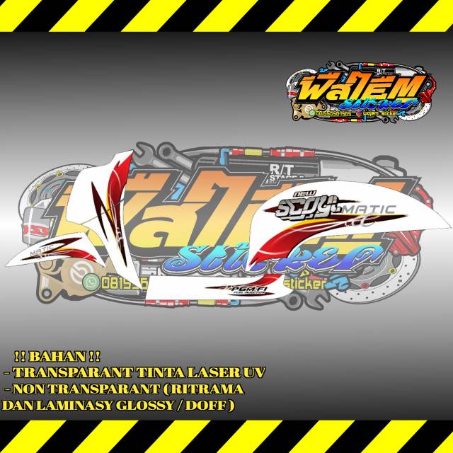 STRIPING TRANSPARAN SCOOPY NEW R12 LIST MERAH