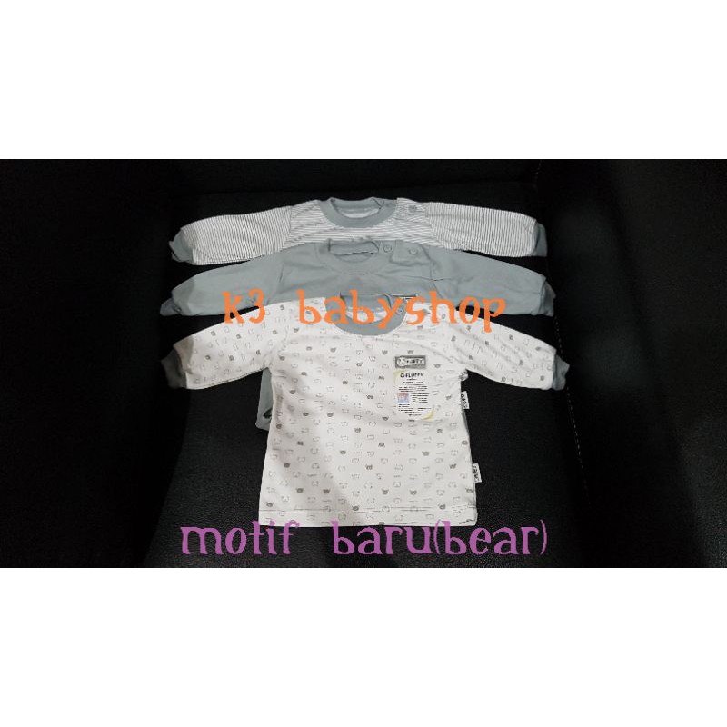 Oblong Panjang Bis Rib Fluffy seri abu grey putih white kaos bayi baju piyama anak SNI