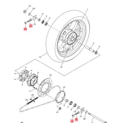 BAUT DAN MUR STELAN SETELAN RANTAI R15 LAMA V2 XABRE - R15 VVA V3 MT15 XSR VIXION R 155 ORI YGP 90101-08006