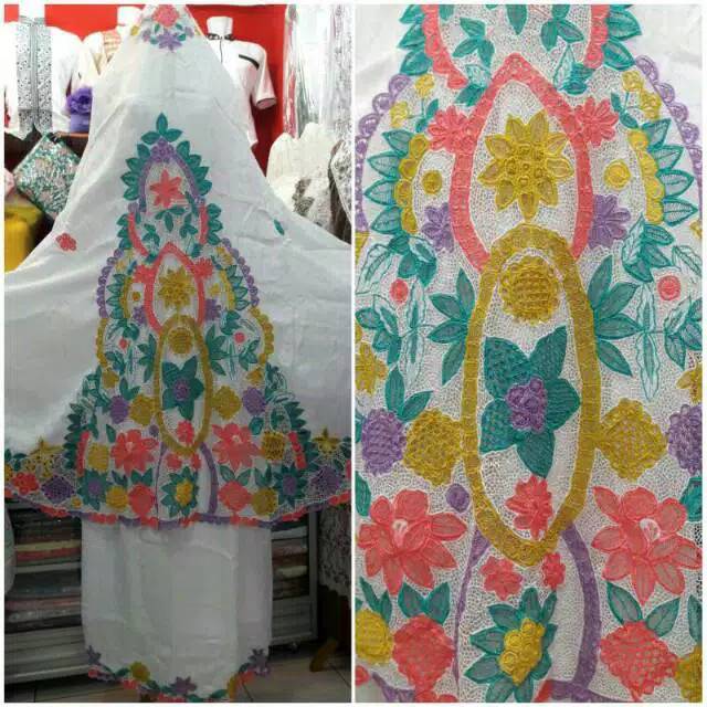 Mukena Kerancang Bahan Sutra Bordir Premium Khas Bukittinggi