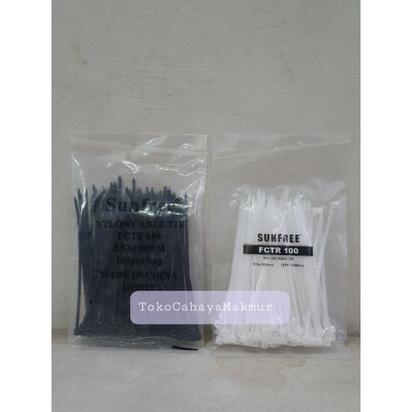 Cable Tie / Kabel Ties isi 100bh 2,5x100mm Putih&amp;Hitam Sunfree/Powell