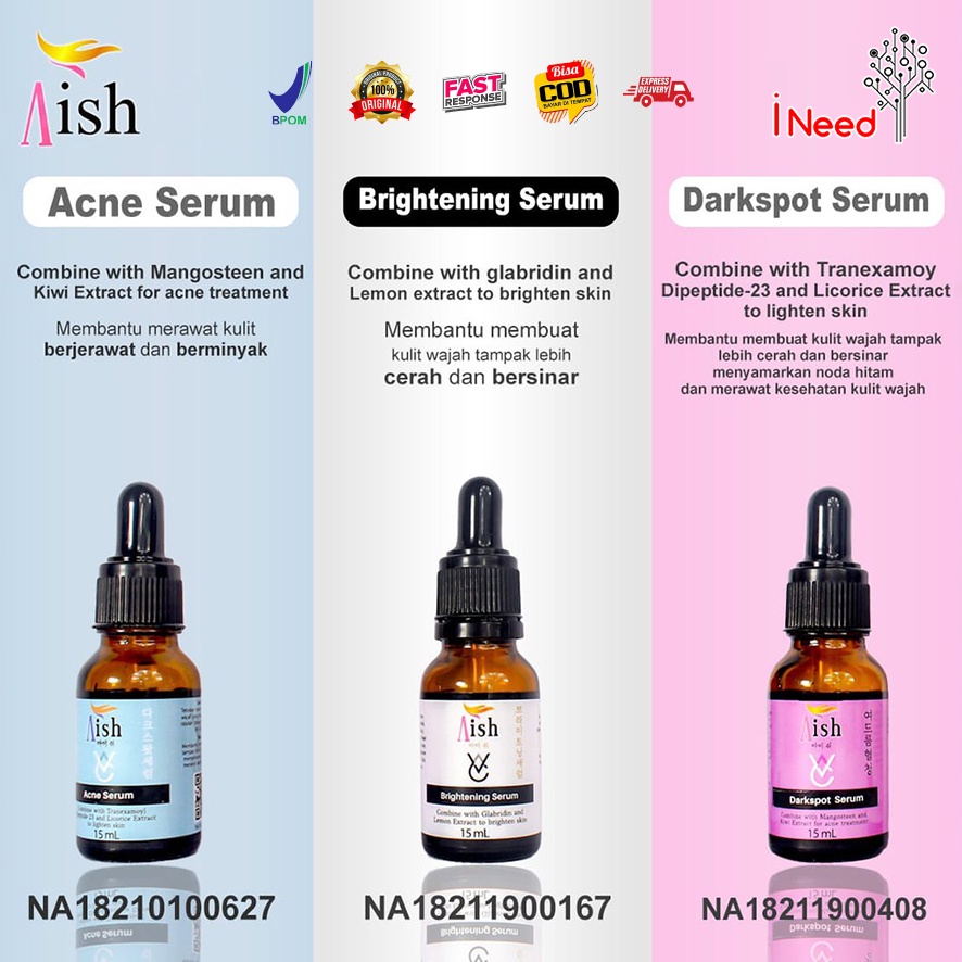 (INEED) AISH Serum Brightening | Acne | Darkspot Serum Korea 100% Original BPOM