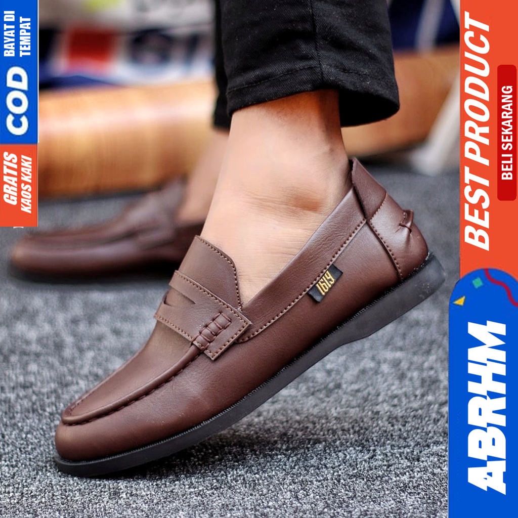 Abrhm Pecco - Sepatu Formal Pria Pantofel Hitam