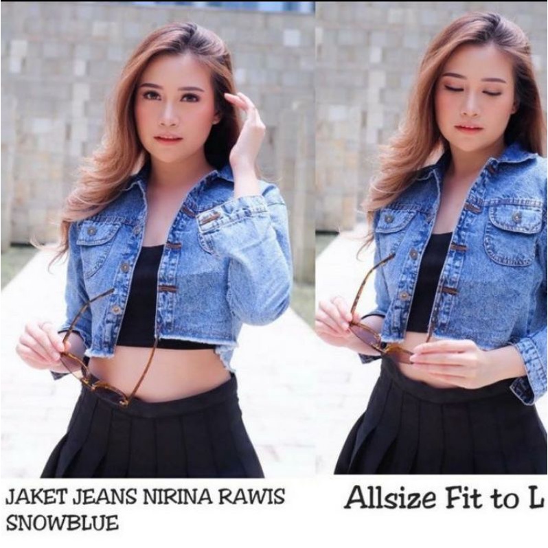 JAKET JEANS CROP RAWIS TOP JINS DENIM JAKET CEWE CEWEK WANITA JAKET MURAH TERBARU TERLARIS IMPORT