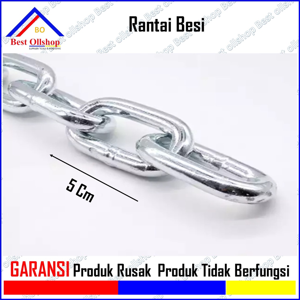 Rantai Kapal 5/16 7 MM / Rantai Besi Besar 7 MM /  Harga Rantai Kapal Besi Meteran / Rantai Besi Galvanis 7 mm/Rante Besi 7 mm Eceran per 0.5 M 1 Meter Murah