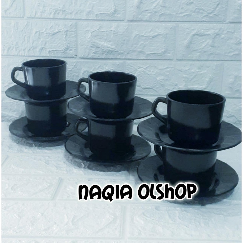 SATU SET CANGKIR KOPI MELAMIN ISI 6PCS CANGKIR & 6PCS PIRING TATAKAN ASLI MELAMIN HARGA GROSIR