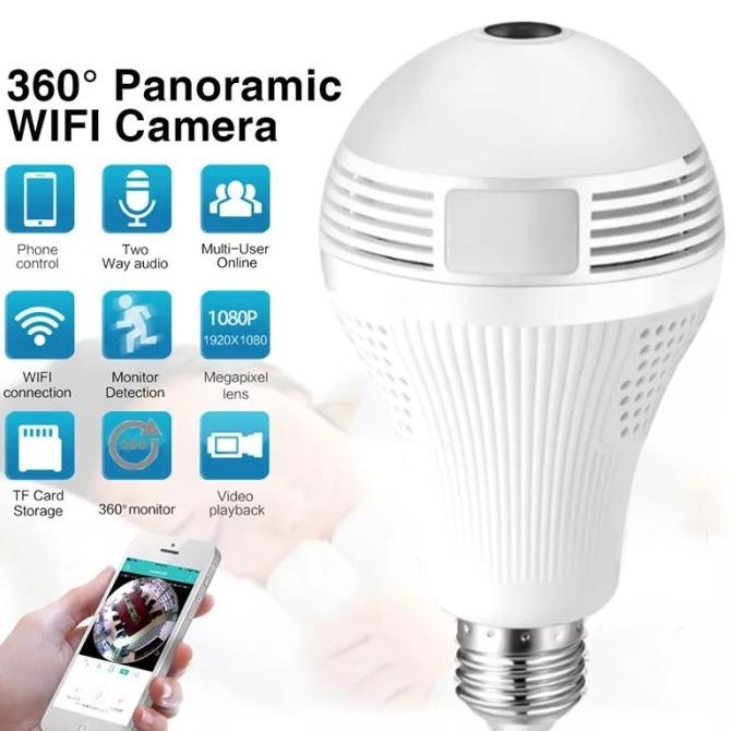 Kamera CCTV Bulb Lampu Bohlam Spy Cam Wireless Wifi 1080P 2M IP Camera