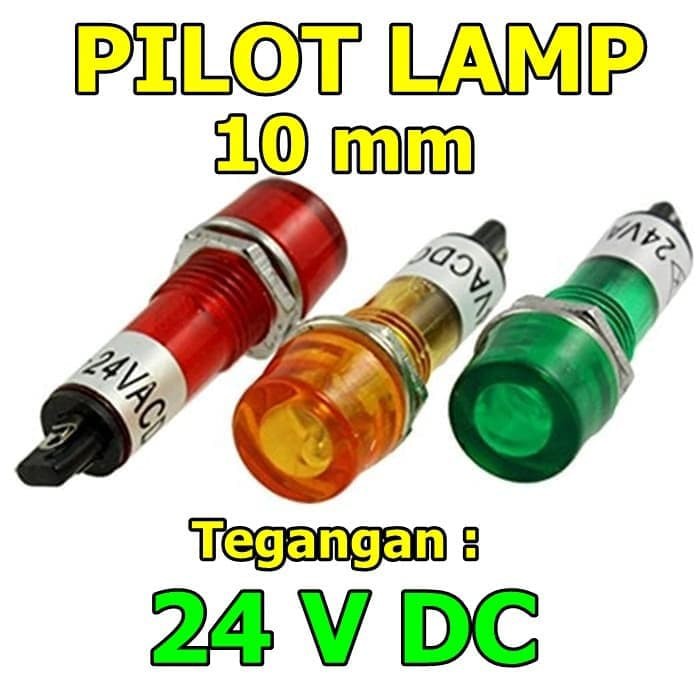 PILOT LAMP LAMPU PILOT FLAT 10 MM 24 V DC INDIKATOR Panel - Merah