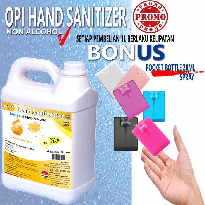 Hand Sanitizer 5 Liter Non Alkohol Lemon dll Bonus Botol saku cantik Promo berlaku hanya bulan ini saja, ayo buruan sebelum habis periode promo sudah ada izin edar resmi by Oke sabun suplayer