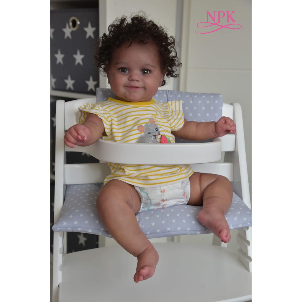 Npk 50cm Flexible Bebe Doll Reborn Baby Girl Maddie Black Skin African American Baby Handrooted H Shopee Indonesia