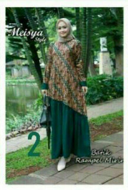 Promo Obral Gamis Batik Rampel Miring Meisya Stile Katun Mix Wolfis Batik Pekalongan