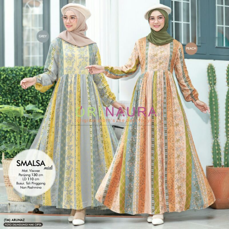 SMALSA,ARYANA,ASA,ASRA,BLURA Midi  Dress Wanita Muslim by Ori Naura