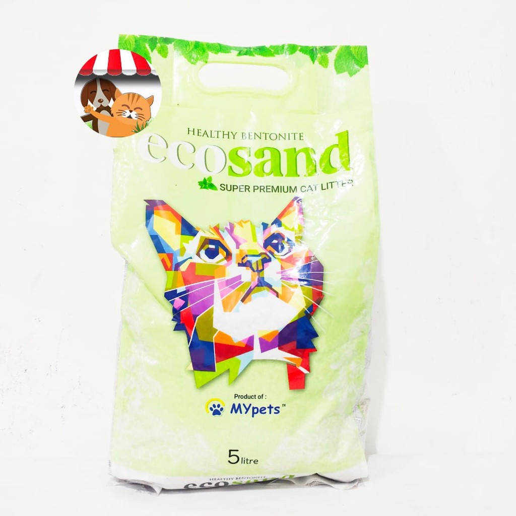 Pasir Kucing Ecosand 5 litter Eco Cat sand 5ltr Gumpal Wangi Clumping - Healthy Bentonite