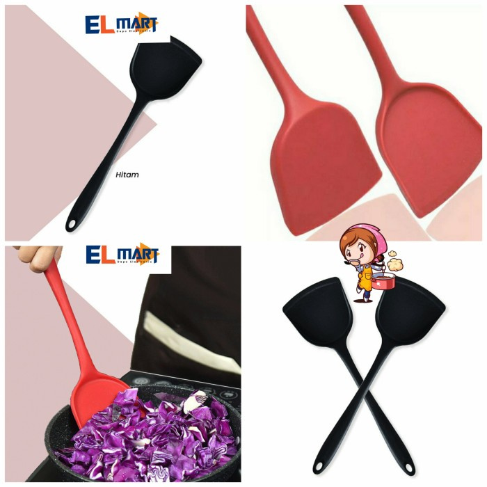 Sutil Silikon Tahan Panas Food Grade Spatula Turner Silicone ES01