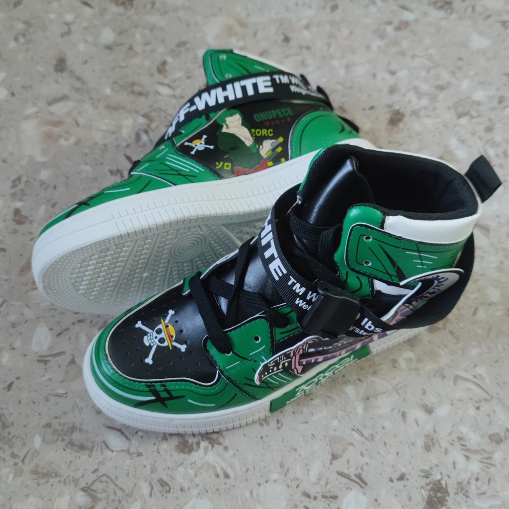 Anime One Piece RORONOA ZORO Sepatu Import Pria Running Sneaker Tinggi Kets Sport Keren Lentur Kekinian Ringan 206