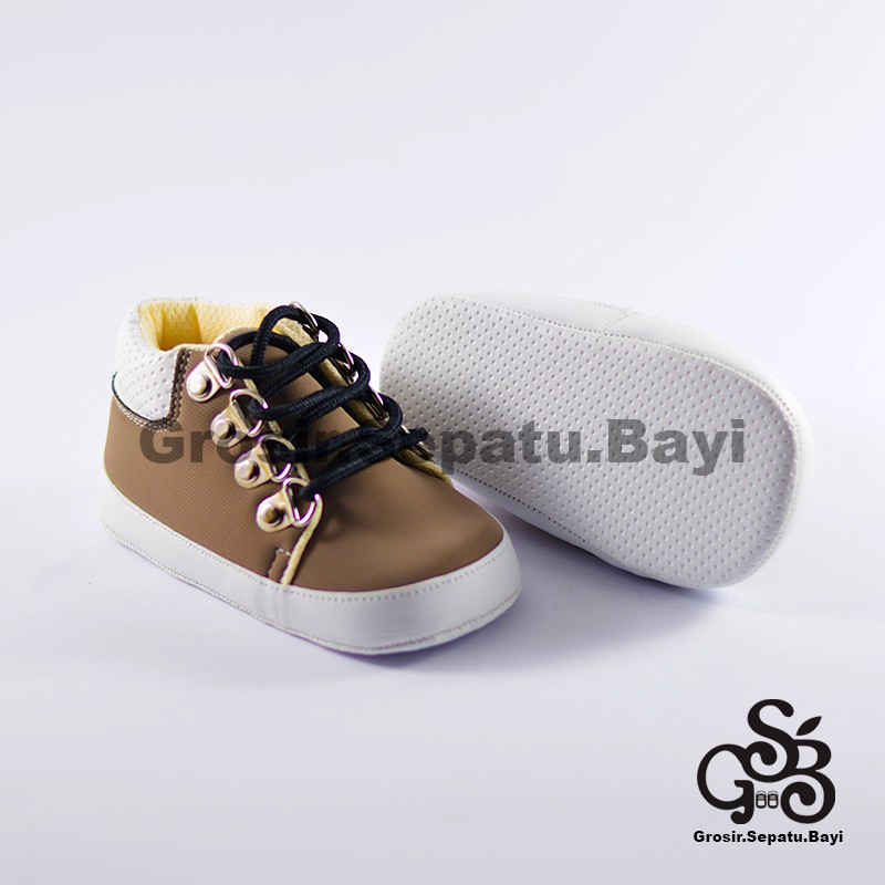 sepatu bayi baby shoes prewalker laki laki umur 2 sampai 14 bulan model edgy tali warna abu-abu