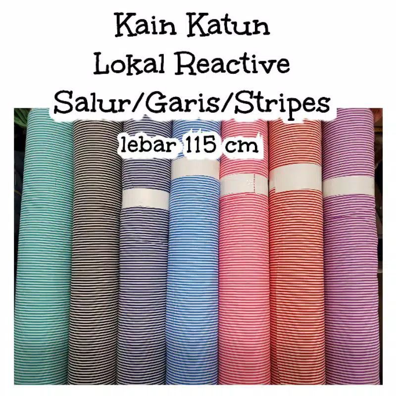 Kain Katun halus reactive motif Salur Garis Stripes besar 2