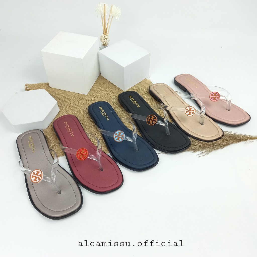 Qosry sandals Fariasi Karet kombinasi Jelly Transparan Flat Sandal by aleamissu