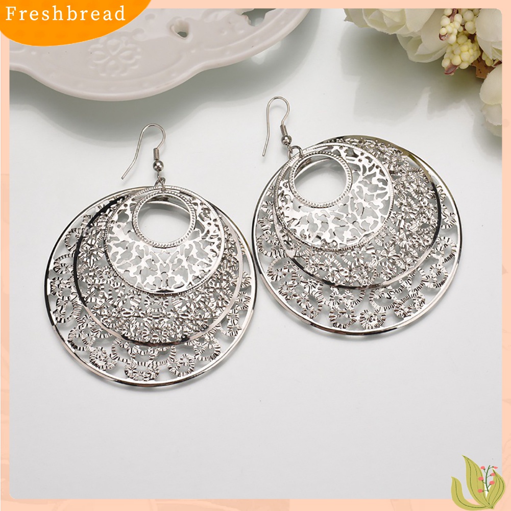 ? Fresh ? Anting Kait Gantung Wanita Desain Bunga Hollow Bulat untuk Hadiah