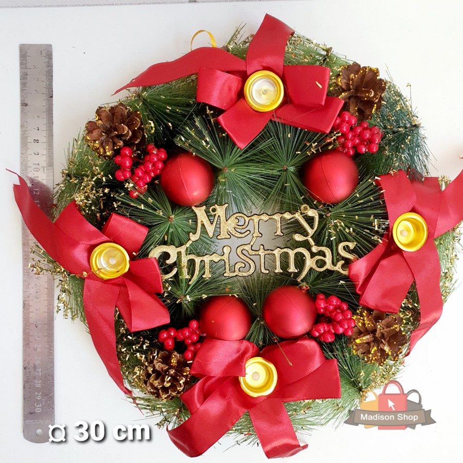 Krans Natal Tempat 4 Lilin Advent Doa Dekorasi Christmas Wreath Gift 5 orang melihat barang ini