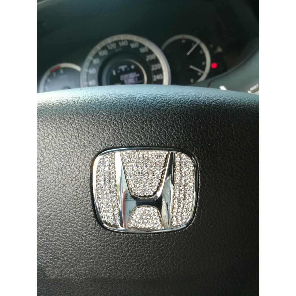 Roda kemudi mobil logo stiker dekorasi berlian Aksesoris Mobil for Honda Accord City Civic CR-V HR-V Jazz Odyssey Stream CR-Z