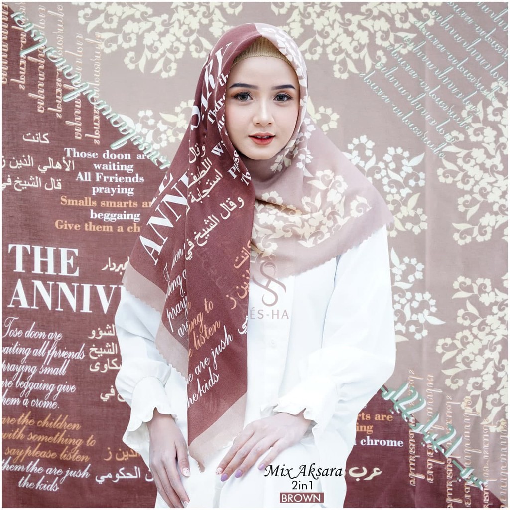 Hijab Segiempat Voal Premium Motif Koran Aksara Jawa // Java News Scarf-1