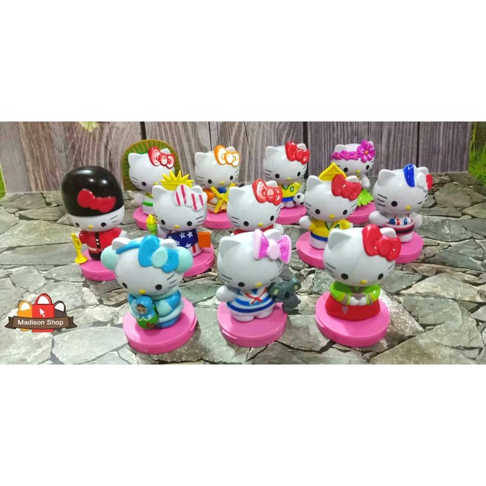 CAKE TOPPER HELLO KITTY SET 12 DEKORASI KUE ULTAH KOLEKSI KITTY MURAH