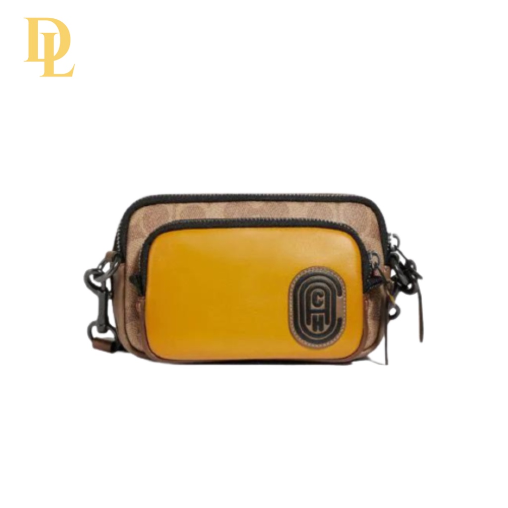 Pacer Convertible Double Pouch In Colorblock Signature Canvas With Coach Patch (89260)