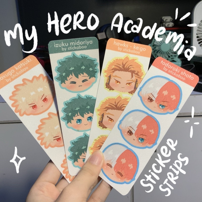 My Hero Academia Sticker Strips — deku bakugo todoroki keigo mha bnha stiker anime hawks stickaboo